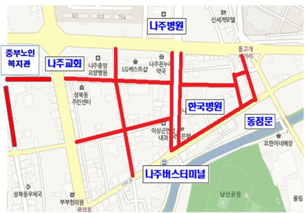 원도심 중부권 지중화 사업 구간 지도