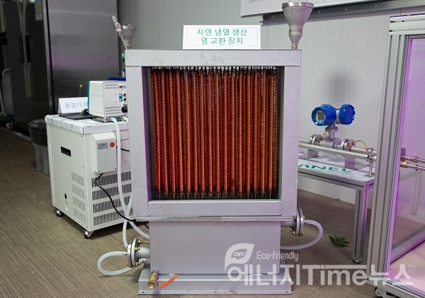 연구진이 개발한 기포자가진동현상(OHP)이용 자연냉열생산 열교환 장치.